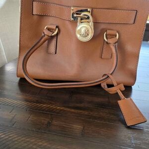 Michael Kors Tan Leather Satchel with Gold Accents
